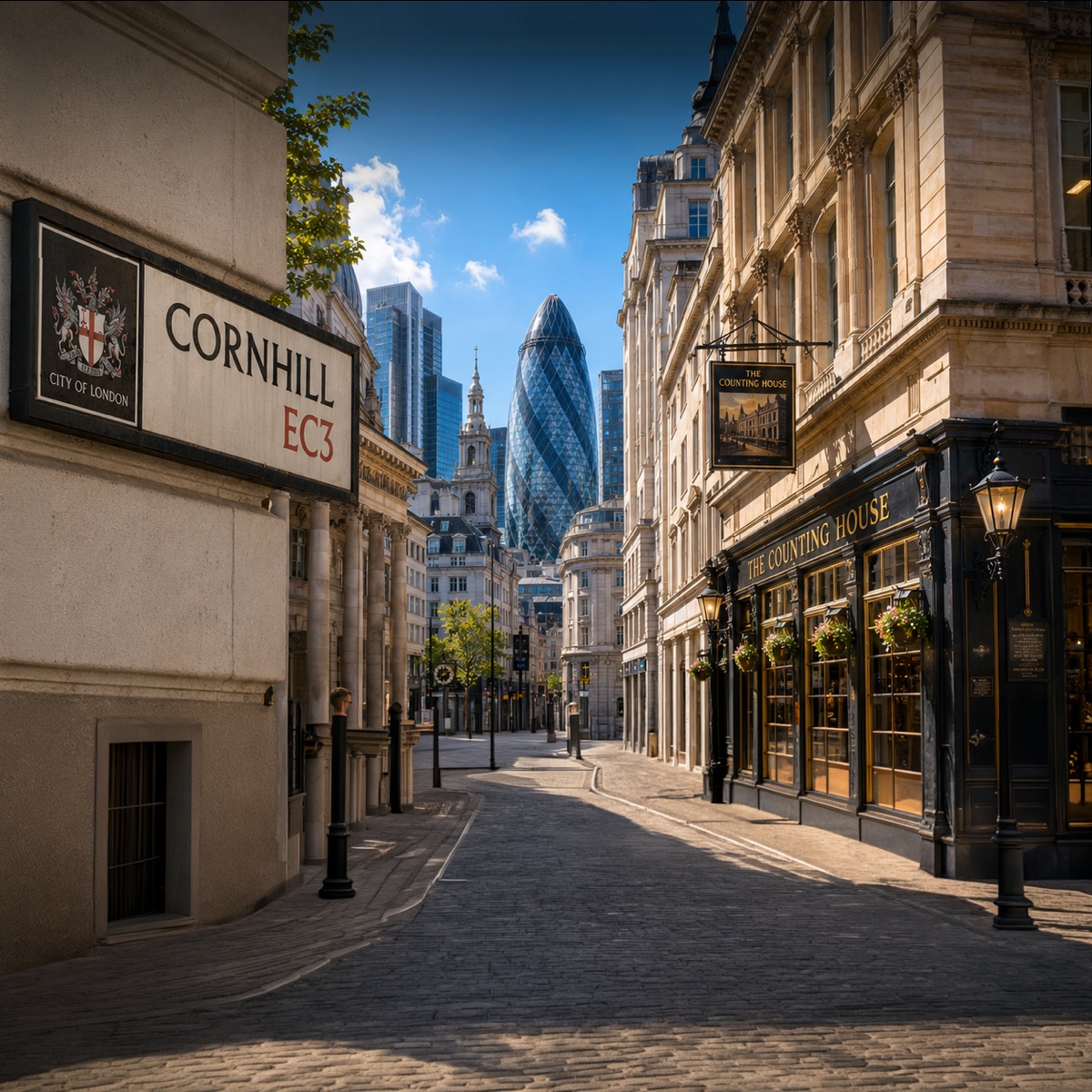 A dark PINtPOINT-style map of the City of London with ghost venues glowing beneath modern streets.