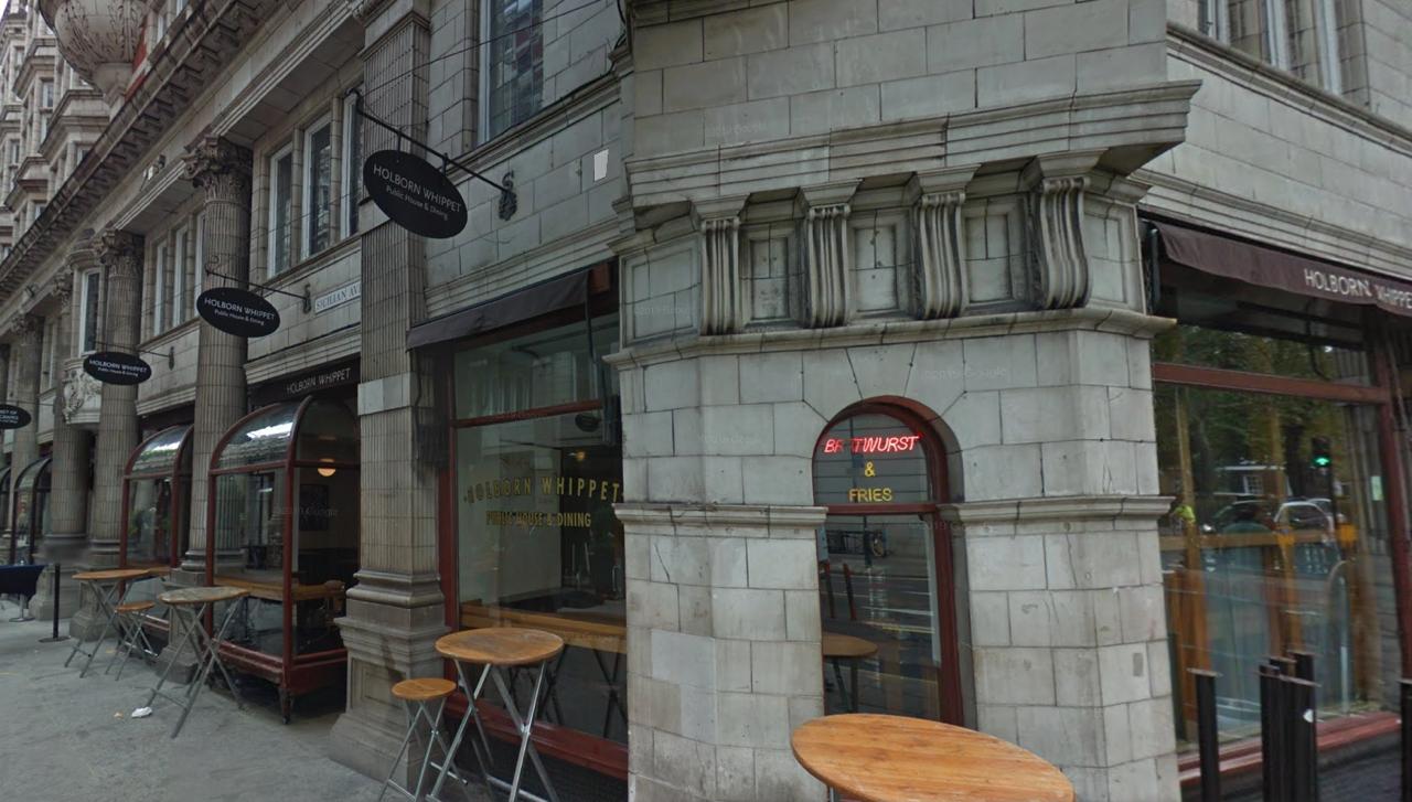 The Holborn Whippet in its prime — Sicilian Avenue, with the bratwurst-and-fries room at the corner.